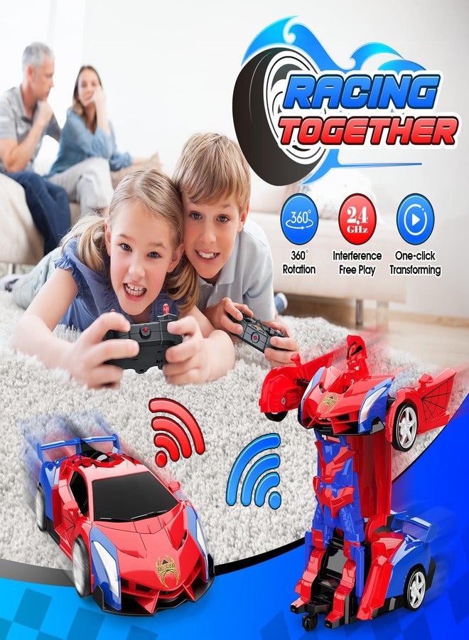 Excitobo Transform Remote Control Car, One-Button Deformation 2.4Ghz 1:18 Scale Transforming RC Cars, Toys for 3-12 Year Old Boys Girls, 360°Rotation Robot Toys Birthday Gifts for Kids - Image 4